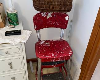 Basket and well used Vtg. Stepstool