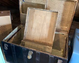 Antique black trunk with insert 