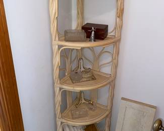 Rattan style corner shelf 
