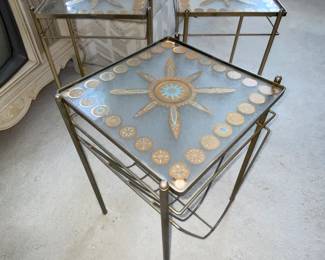 3 MCM snack, cocktail tables, one with record rack-gorgeous MCM design on top