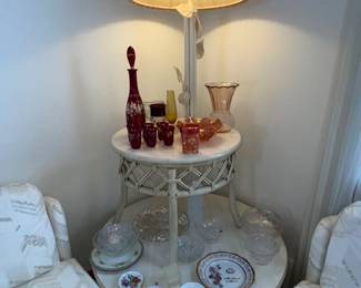 Bamboo MCM style round coffee table and round end table 