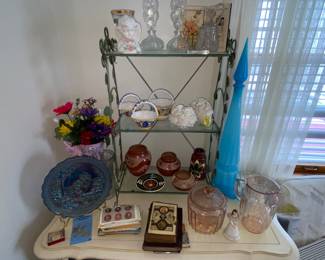 Variety of glass, china and more decor