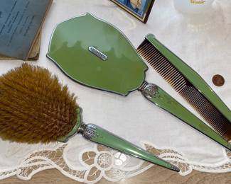 Vintage brush , comb and mirror vanity set