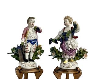 Chelsea Style Pair Figurines with Stands