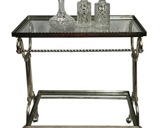 Silver Tone Mirrored Bar Cart