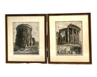 Pair Copper Plate Etchings Of Italian Ruins