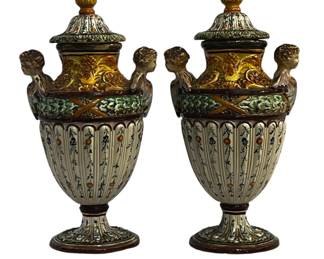 Pair Lidded Italian Signed Orington New York