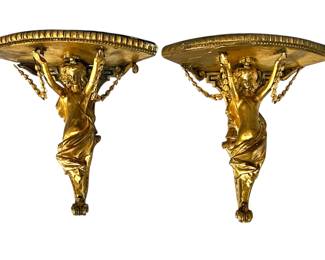 Pair 19th Century Gilt French Figural Brackets