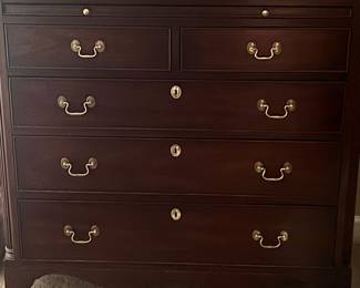 Gorgeous all wood mahogany chest with butlers pull
