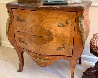 19th C Italian inlaid Bombay chest with marble top