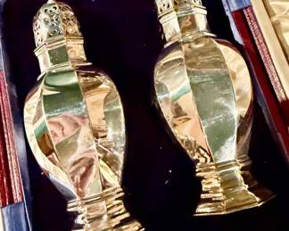 English sterling massive pair of casters in the original leather box!