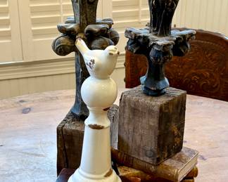 Hand carved 19th C French finials
