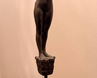 Modern bronze nude on selenite base