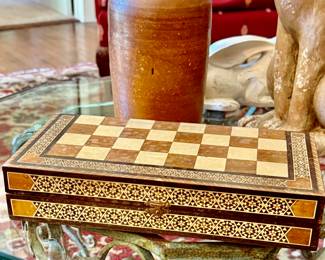 Beautiful inlaid chess set from the 1940s