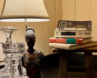 Lovely carved wood Victorian female torso converted to a small lamp