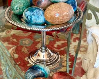 Collection of old marble eggs