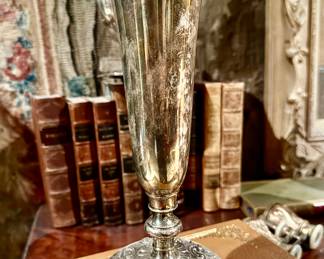 An extremely large Art Nouveau sterling trumpet vase circa 1930