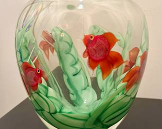 Large ORIENT & FLUME SCOTT BEYERS SIGNED Goldfish Vase