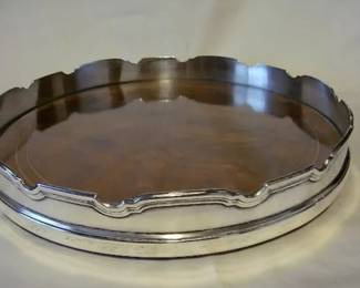 1940s Vintage Tiffany & Co Sterling Silver & Burlwood Tray