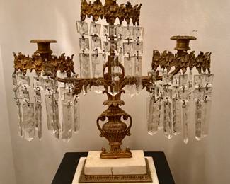 The most beautiful 19th C Girandole!  Gilt bronze, cut crystal and French marble!