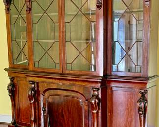 Stunning 19th C mahogany break front purchased in England circa 1860!