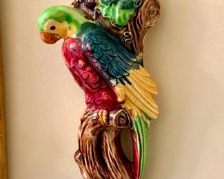 Antique parrot wall pockets