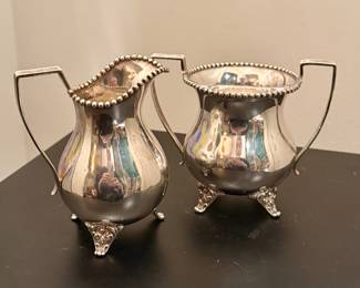 Large English sterling cream and sugar