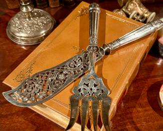 A massive 19th C sterling hollow handled fish service!