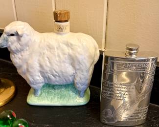Suntory ROYAL Japanese Zodiac Sheep pottery bottle (empty) With Cork Box Japan
