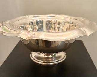 Enormous and heavy sterling silver floral center bowl
