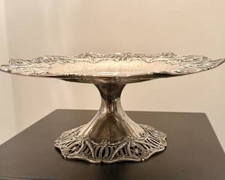 Large 19th C sterling silver reticulated tazza