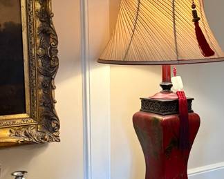 Custom red laquer Asian lamp