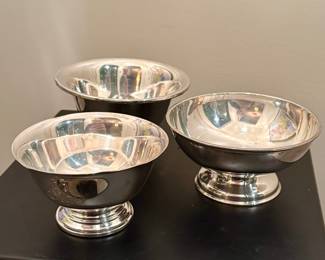 Three sterling Revere bowls from the 1950s