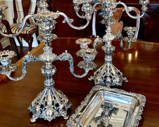 Late 19th C reticulated Victorian double candelabras