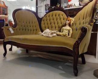 000.Main Image 1940s Victorian Rococo Revival Sofa
