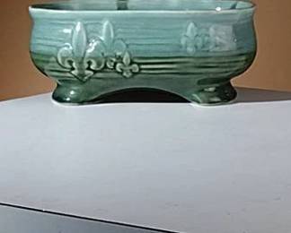 000.Main Image Vintage Fleur De Lis Green Rectangular Planter