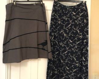 Knit skirt with crow, Ralph Lauren silk skirt (size 6)