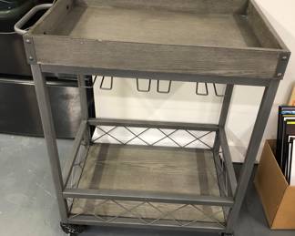 Newer bar cart - note racks for stemware below top
