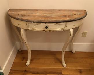 Demilune table with drawer (42”L, 16”D)