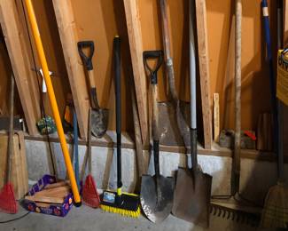 Yard tools - shovels, rakes, pole pruner