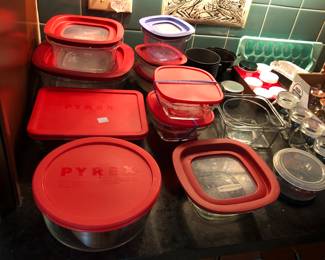 Glass & plastic food storage, spice jars