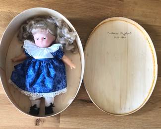 1988 Corolle doll in original wood box - SIGNED by Catherine Refabert