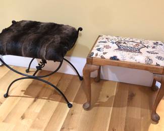 Vanity benches - left one is covered in real fur