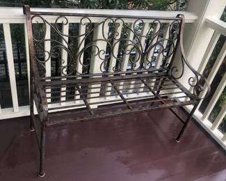 Metal bench - 47”L, 21”D, 37” high at back