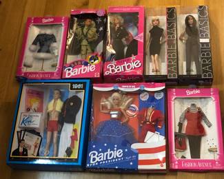 New-in-package 1990s Barbies + one “My Favorite Ken” (1961)