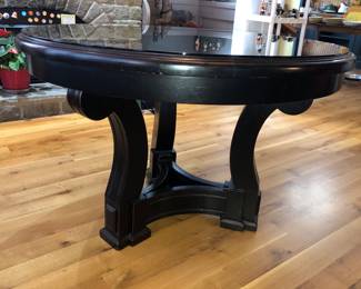 Round black dining table (48” diam., 31” high) - with removable glass top