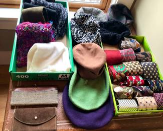 Berets + hats, warm scarves, wallets, fun ties