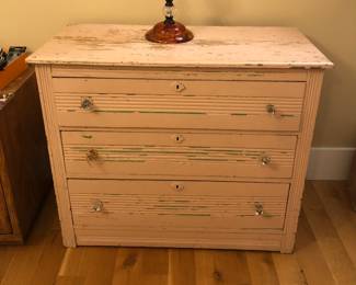 Pale pink shabby chic dresser (38”L, 19”D, 32”H)