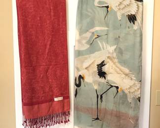 Pashmina scarf, big scarf with cranes