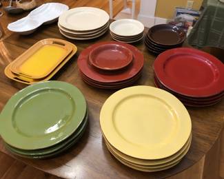 Vietri Cucina Fresca plates (Italy), Le Creuset yellow platters